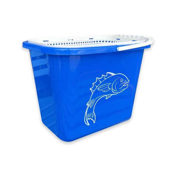 Balıkçı Kovası - 15 lt - Fishack - Süzgeçli - Mavi (Kod 179) - Image 1
