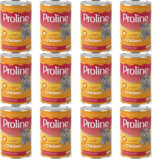 Proline Tavuklu Sos İçinde Et Parçacıklı Yetişkin Kedi Konserve x 12 Adet - Image 1