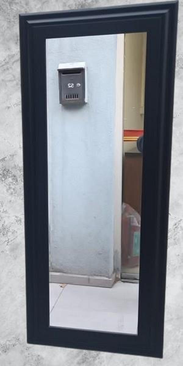 Bengi Ticaret Boy Duvar Aynası 45'e 115 MDF Lam Kenar Siyah Flotal Ayna Kutuda Sevk El Yapım - Image 1