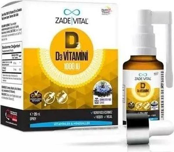 Zade Vital D3 Vitamini 1000 IU Sprey 20 ml - Image 1