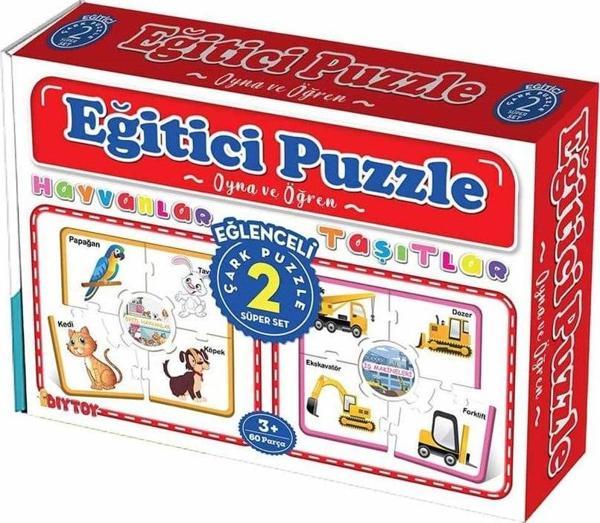Diytoy Eğitici Çark Puzzle Hayvanlar Ve Taşıtlar - Image 1