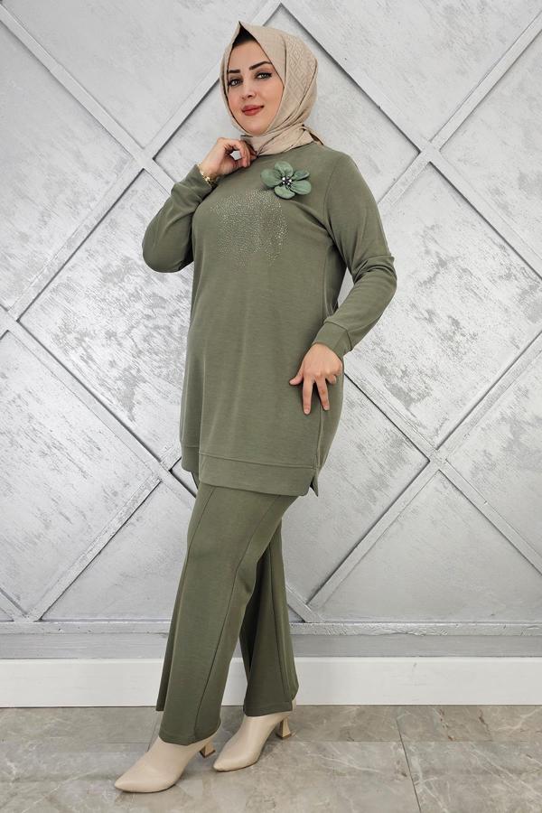 KADIN DİKME VE TAŞ DETAYLI TESETTÜR TAKIM - Image 1