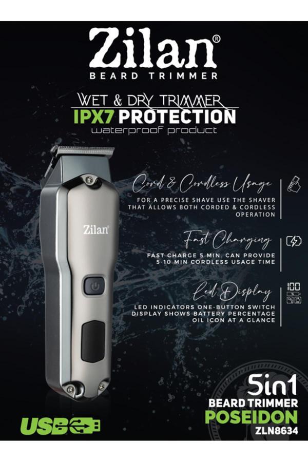 ZLN8634 5’İ 1 ARADA SAKAL TIRAŞ MAKİNESİ POSEIDON - Image 1