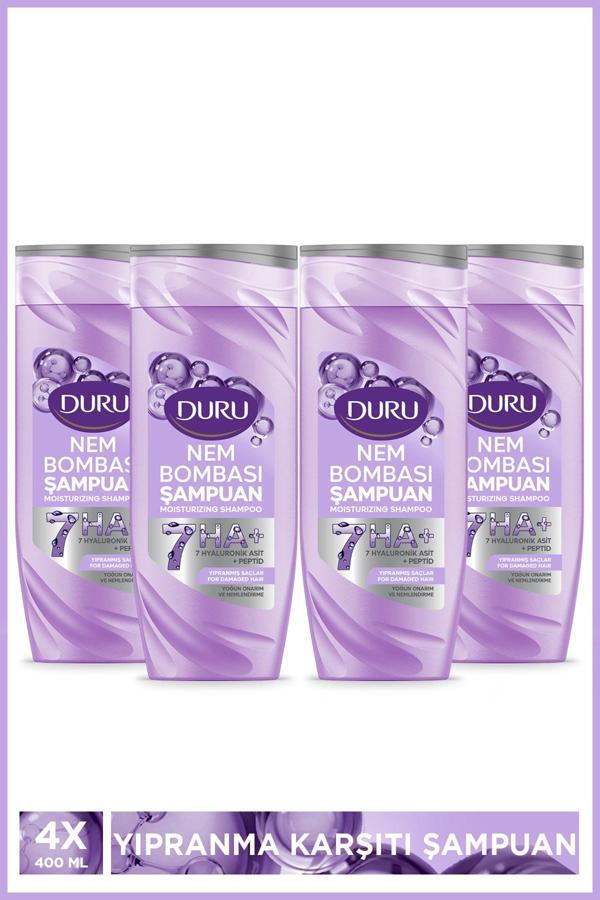 Duru Nem Bombası Yıpranmış Saçlar İçin Yoğun Onarıcı ve Nemlendirici Şampuan 4x400 Ml - Image 1
