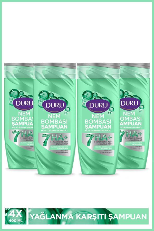 Duru Nem Bombası Yağlanma Eğilimli Saçlar İçin Arındırıcı ve Hacim Verici Şampuan 4x400 Ml - Image 1