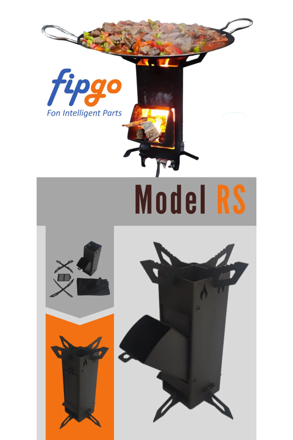 Model RS (Roket Soba), Kampçı Sobası, Odun Ateşinde Çay, Taşınabilir-Portatif Soba, Sac Tava - Image 1