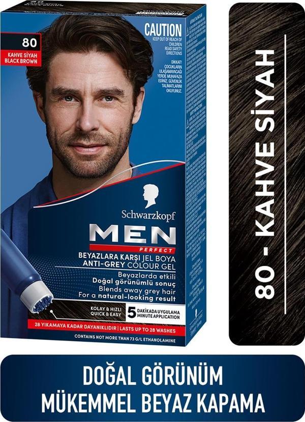 Schwarzkopf Men Perfect Jel Saç Boyası 80 - Siyah Kahve - Image 1