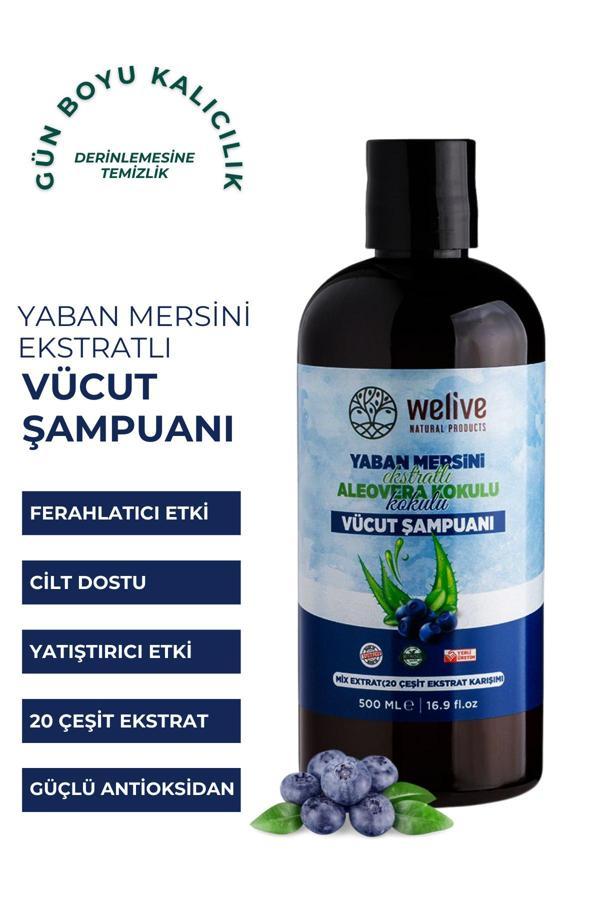 Welive Yaban Mersini Ekstratlı Aleovera Kokulu Vücut Şampuanı - Duş Jeli 500 Ml - Image 1