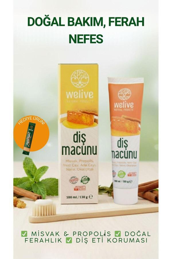 Welive Doğal Diş Macunu 100 Ml – Misvak, Propolis, Yeşil Çay, Adaçayı, Nane Ve Okaliptüs İçerikli - Image 1