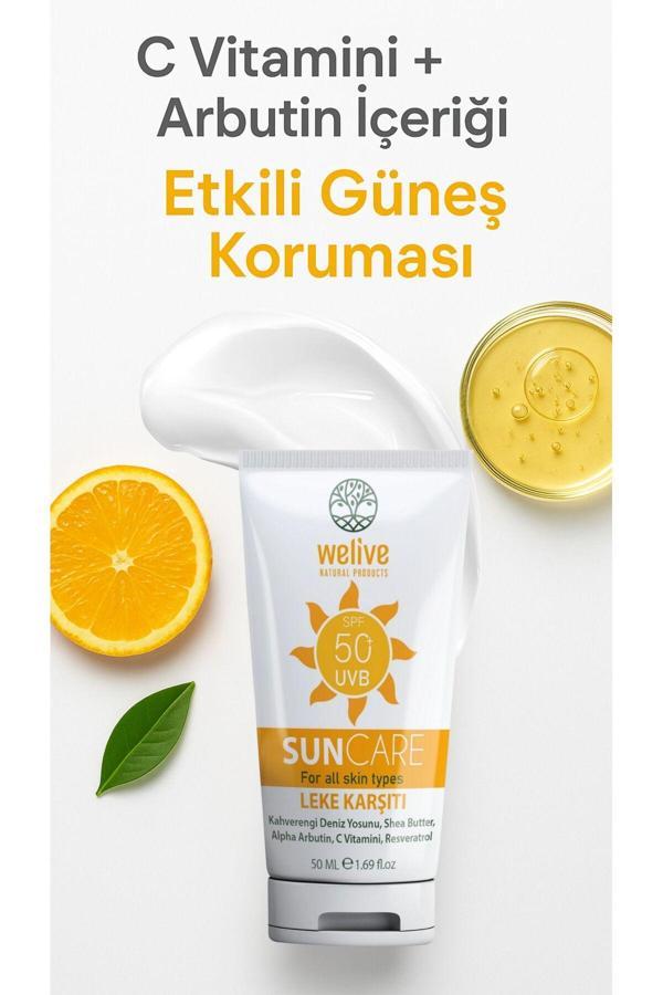 Welive Sun Care Leke Karşıtı Güneş Kremi Spf 50 50 Ml | Alpha Arbutin & C Vitamini | Renkli Formül - Image 1