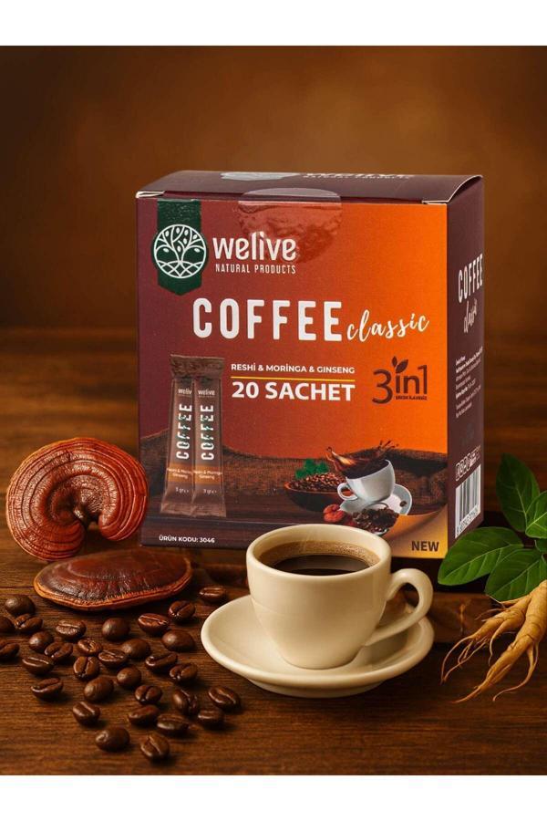 Welive 3İn1 Kahve – Reishi %3, Moringa %2, Ginseng %3 – Enerji & Tokluk - Image 1