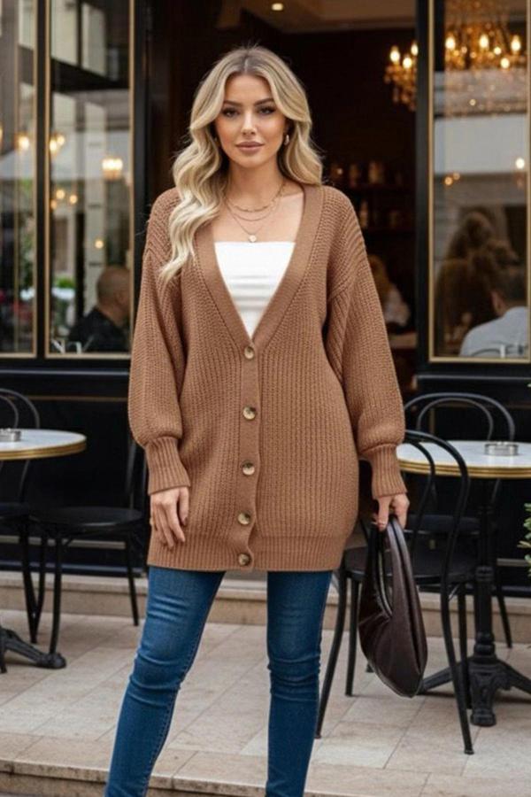 Uzun Triko Hırka Kahverengi - Image 1