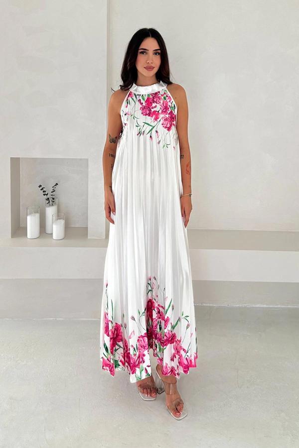 Saten Kumaş Piliseli Elbise - Image 1