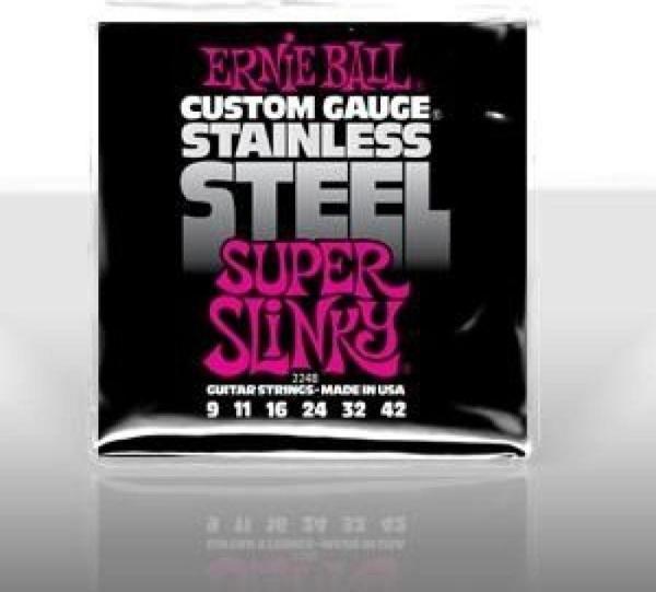 Ernie Ball P02248 Stainless Steel Super Slinky 09-42 Elektro Gitar Teli - Image 1