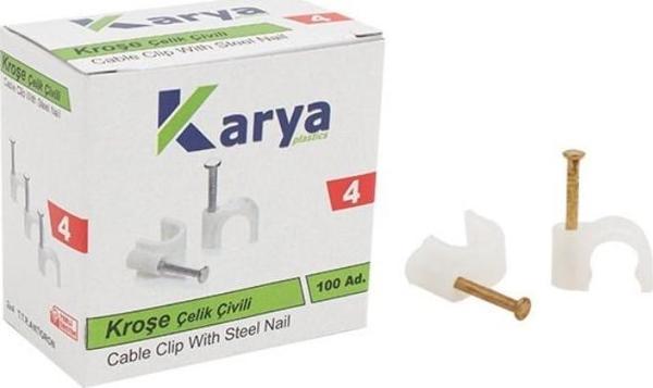 KARYA 4 NUMARA ÇELİK ÇİVİLİ 8 MM KROŞE (100LÜ PAKET)(2X4 ANTİGRON KABLOLAR İÇİN) - Image 1