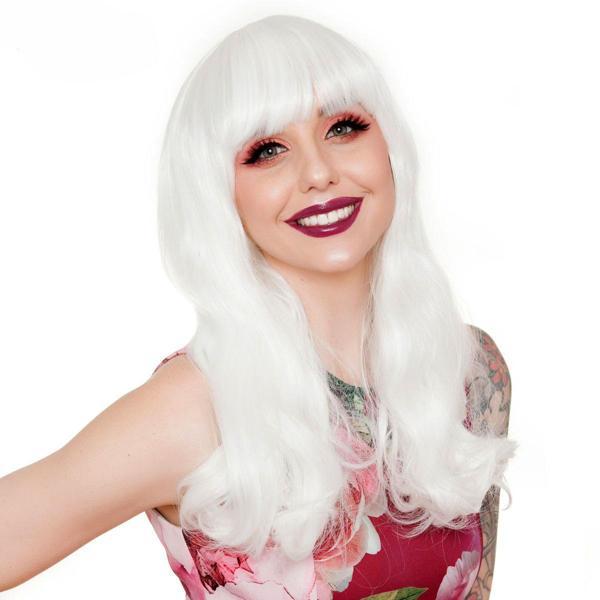 Beyaz Renk Kahküllü Dalgalı Uzun Parti Peruğu - Image 1