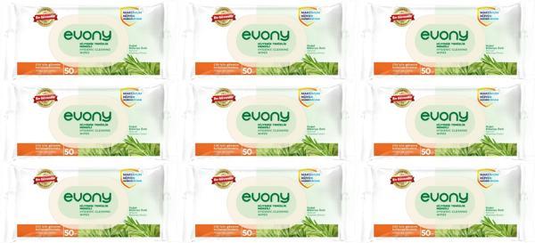 Evony Hijyenik Temizlik Islak Havlu Mendil 50 Yaprak Plastik Kapaklı (9 Lu Set) 450 Yaprak - Image 1
