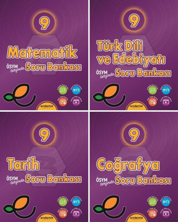 Endemik 2026 9. Sınıf Matematik + Türk Dili + Tarih + Coğrafya Soru Seti 4 Kitap Güncel Müfredat - Endemik Yayınları - Image 1