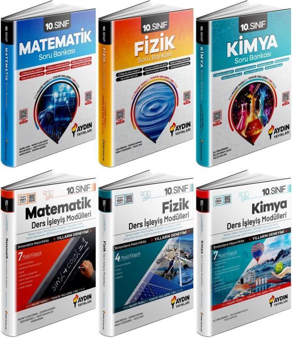Aydın 2025 10. Sınıf Matematik + Fizik + Kimya Ders Anlatım Fasikülleri Konu Özetli Soru 6 Kitap - Aydın Yayınları - Image 1