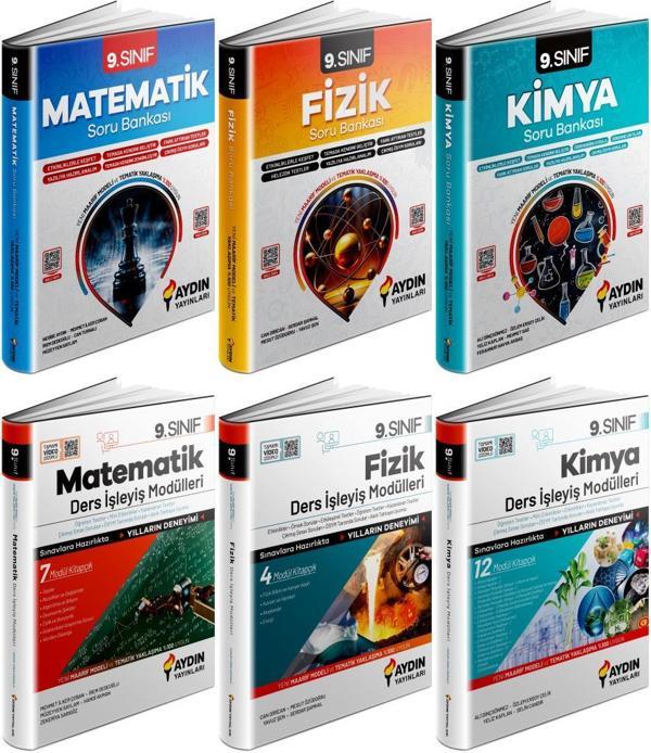 Aydın 2025 9. Sınıf Matematik + Fizik + Kimya Ders Anlatım Fasikülleri Konu Özetli Soru 6 Kitap - Aydın Yayınları - Image 1
