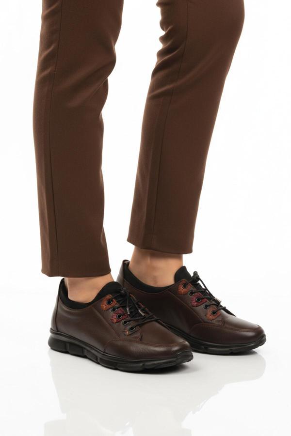 Kahve Hakiki Deri Ortopedik Kadın Casual Ayakkabı 660 Z - Image 1