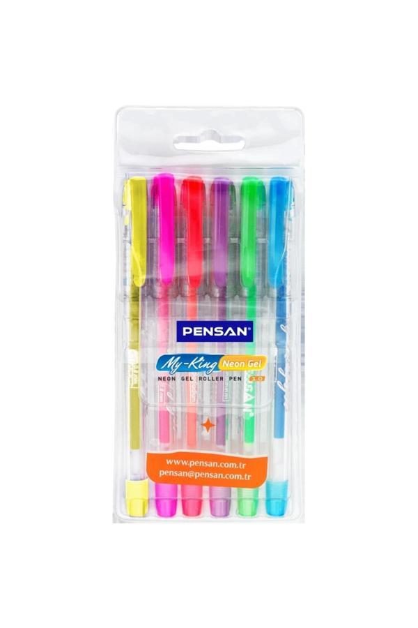 Pensan My-King Jel Tükenmez Kalem Neon Renk 6 Lı Pvc (24 Adet) - Image 1