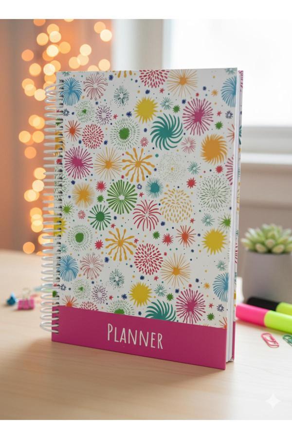 Etit Notebook Liz Sert Kapak Spiralli 4 Renk Baskılı Tarihsiz Ajanda - Image 1