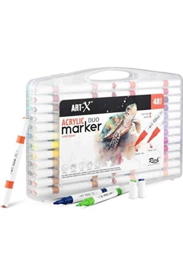 Rich Art X Acrylic Duo Marker Çift Uçlu Su Bazlı Boyama Kalemi 48 Renk Set - Image 1