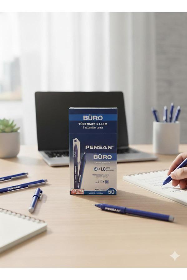 Pensan Büro Tükenmez Kalem Mavi 50'Li Paket - Image 1