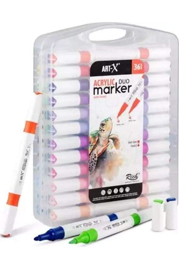 Rich Art-X Acrylic Marker Duo Marker Çift Uçlu Su Bazlı Boyama Kalemi 36 Renk Set - Image 1