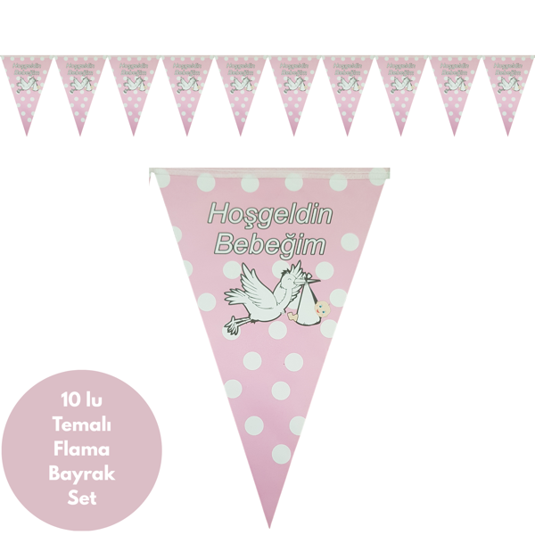 Soft Pembe Hoş geldin Bebeğim Flama Bayrak Set Süs - Image 1