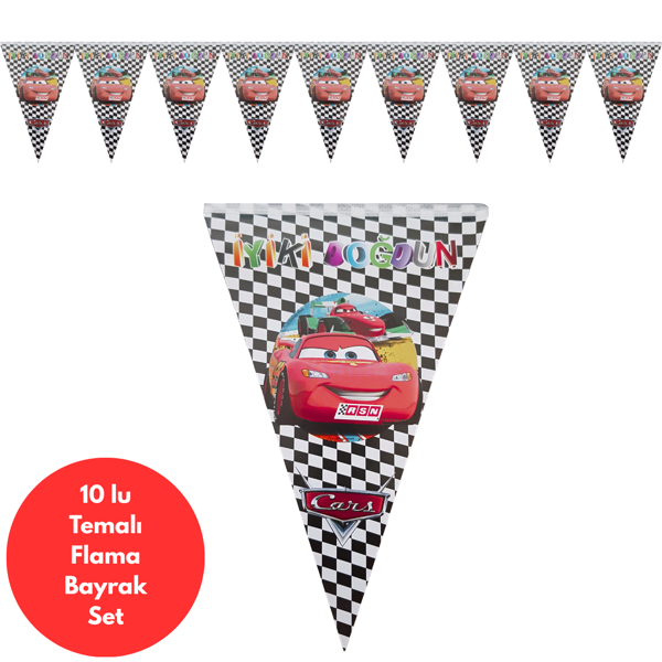 İyiki Doğdun Cars Temalı Flama Bayrak Set Süs - Image 1