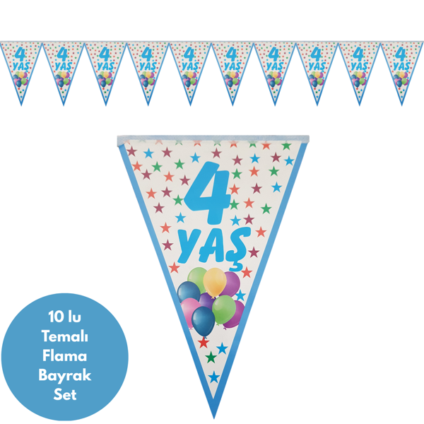 4 Yaş Mavi Flama Bayrak Set Süs - Image 1