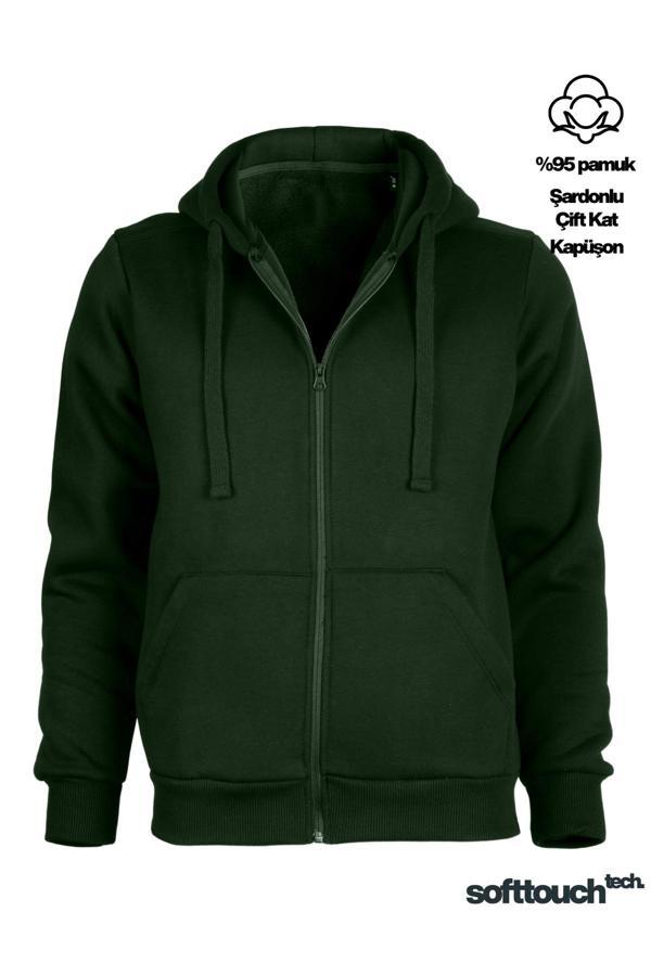 Blck & Premium 3 İplik Şardonlu Softtouch Tech. Çift Kat Kapüşönlü Sweath Ceket - Image 1