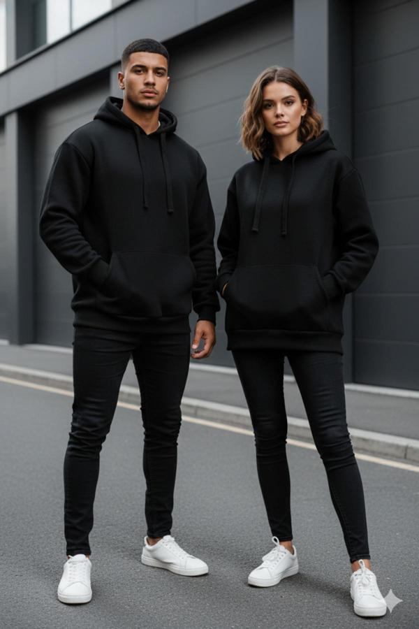 Blck & Premium Unisex Şardonlu Çifk Kat Kapşönlü Oversize Sweatshirt -Softtouch Tech. İpeksi Doku - Image 1