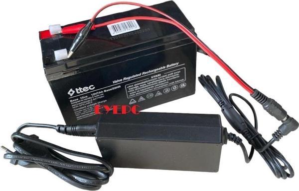 Ncpline Akülü Araba Uyumlu 12 Volt 7 Amper Akü Ve Şarj Kiti Adaptörlü - Image 1