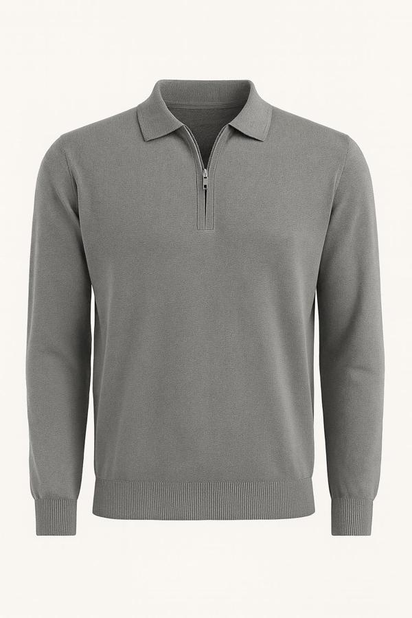 Slim Fit Polo Yaka Uzun Kol Erkek Triko - 7464 - Image 1