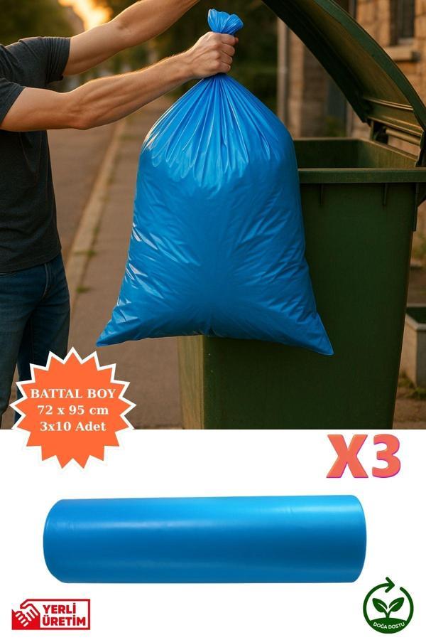 Premium Battal Boy Çöp Poşeti 72x95 cm 3x10 Adet Ev Mutfak Banyo İş Ofis Avantajlı Ekonomik Paket - Image 1