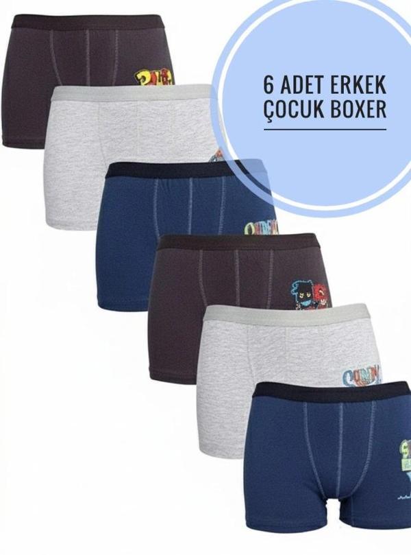 biçomi 6 adet Düz Baskılı Erkek Çocuk Boxer 506 - Image 1