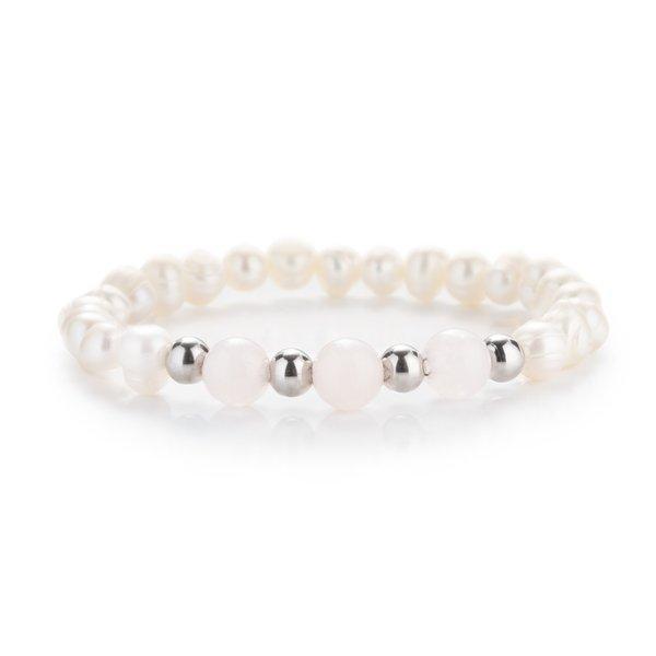 MK TASARIM Gerçek İnci Pembe Kuvars Taşı Bileklik MKT.1.10001.3 - Image 1