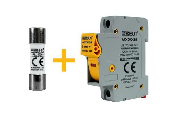 MEXXSUN DC Sigorta + Sigorta Yuvası (16A 1000V) - 12 Adet - Image 1