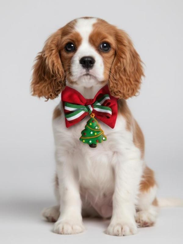 Yılbaşı Ağacı Küçük Irk Köpek Papyon Tasması | Kırmızı Fiyonk Boyun Aksesuarı | Noel Temalı Köpek Süsü - Image 1