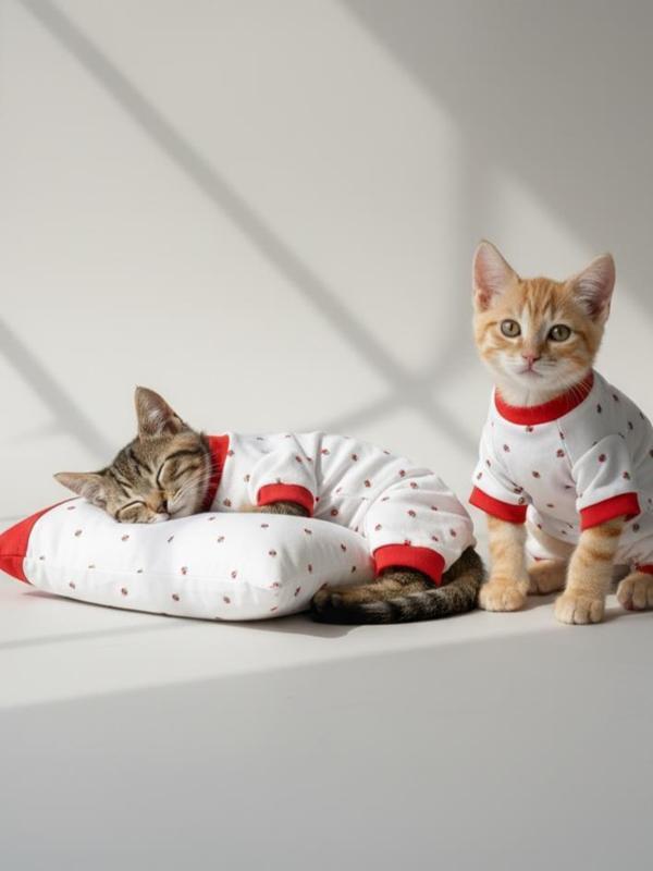 Berry Kedi Uyku Seti | Penye Kedi Tulum ve Mini Yastık Takımı | Pamuklu | Tüy Dökülmesini Azaltır |  - Image 1