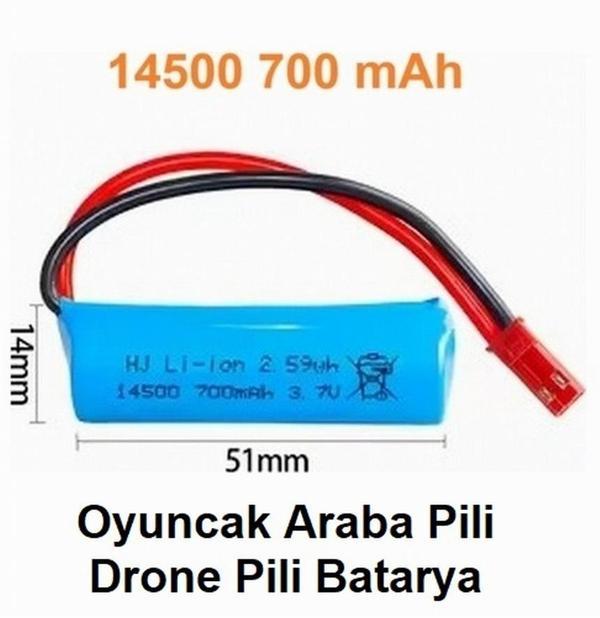 Kırmızı Soket Uzaktan Kumandalı Oyuncak Araba Pili 700 Mah 3.7v 14500 Li-ıon (Garantili) - Image 1