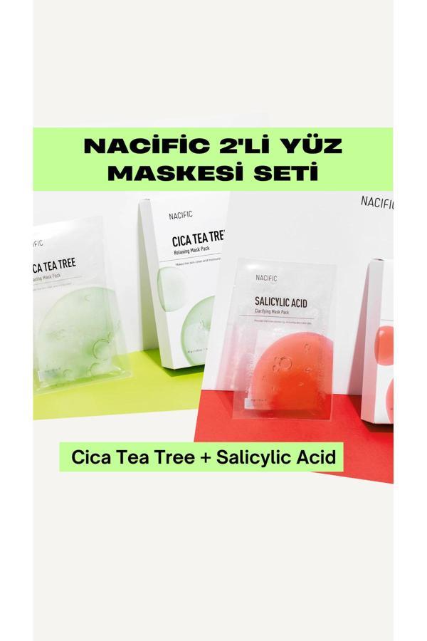Nacific 2’Li Maske Seti (Cica Tea Tree + Salicylic) – , Gözenek, Yağlı Cilt Karşıtı - Image 1