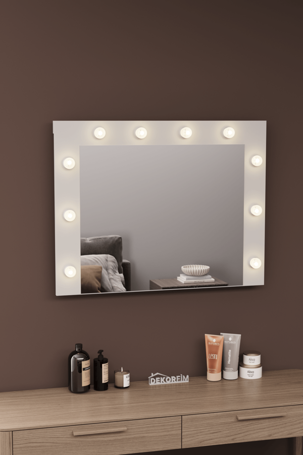 DF06101 Raflı Dekoratif Kulis Işıklı Duvar Aynası Makyaj Aynası - Image 1