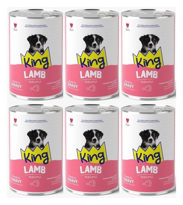 King Et Parçacıklı Kuzu Etli Yavru Köpek Konserve 400 Gr*6 ADET - Image 1