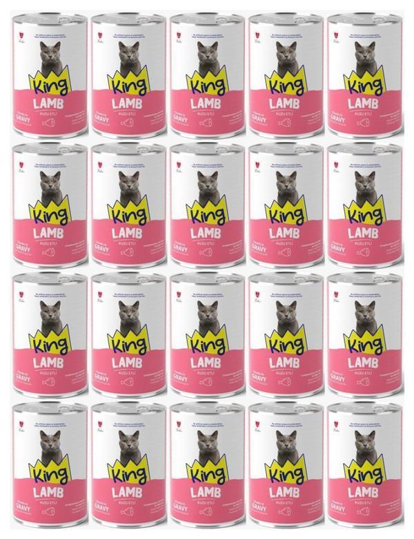 King Et Parçacıklı Kuzu Etli Yetişkin Kedi Konserve 400 Gr*20 ADET - Image 1