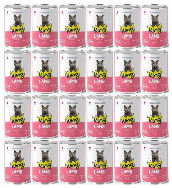 King Et Parçacıklı Kuzu Etli Yetişkin Kedi Konserve 400 Gr*24 ADET - Image 1