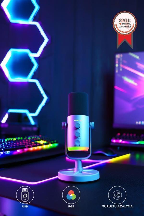 Torima YU7 Beyaz USB/XLR Çift Çıkışlı Podcast, Vokal Kaydı, Oyun İçin Dinamik Mikrofon - Image 1